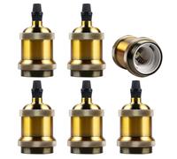 GOMETY Lot de 6 douilles de lampe Edison vintage E27 en bronze - Boîtier en aluminium - Culot de lampe pour ampoule à vis Edison DIY - Applique murale, de table ou de suspension - Doré