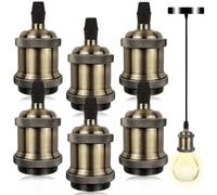 GOMETY Lot de 6 douilles de lampe Edison vintage E27 en bronze - Boîtier en aluminium - Douille pour ampoule à vis Edison - Pour mur, table ou suspension - Accessoires de bricolage