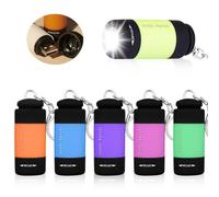 GOMETY Lot de 6 mini lampes de poche LED pour enfants - Rechargeable par USB - Revêtement en silicone - Étanche - Avec porte-clés (6, bleu, vert, jaune, rose, orange, violet)