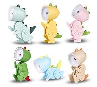 GOMETY Lot de 6 mini veilleuses LED dinosaures pour enfants - Lampe de bureau portable réglable avec support pour téléphone portable - Pour décoration de chambre - Cadeau pour enfant
