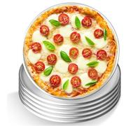GOMETY Lot de 6 plaques à pizza rondes en acier inoxydable de 30 cm - En acier inoxydable - Pour pizza - En acier au carbone revêtu - Sain et non toxique - Facile à nettoyer - Passe au lave-vaisselle