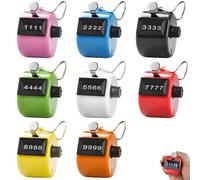 GOMETY Lot de 8 compteurs manuels colorés à 4 chiffres en plastique ABS - Compteur mécanique pour compteur de personnes, coaching, golf, compteur de rangées, tricot (8 couleurs)