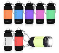 GOMETY Lot de 8 mini lampes de poche LED pour enfants - Rechargeable par USB - Avec trousseau de clés - Étanche IPX8 - Avec porte-clés - Pour le camping en plein air (8)