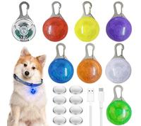 GOMETY Lot de 8 pendentifs lumineux clignotants pour chien - Réflecteurs LED colorés - Pour animaux de compagnie - 3 modes d'éclairage - Pendentif étanche pour cartable - Sac à dos, Silicone