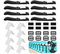 GOMETY Lot de 8 sangles de fixation et pinces de fixation pour piscine - Enrouleur de piscine - Film solaire mobile - Accessoires pour système d'enroulement mobile pour bâches de piscine