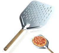 GOMETY Pelle à pizza perforée de 30,5 cm - En aluminium anodisé dur - Perforée - Avec poignée anti-brûlure - Pour pizza, pain, gâteaux faits maison