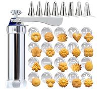 GOMETY Pistolet à Patisserie, Presse à Biscuits avec 20 Disques Biscuits et 8 Douilles, Presse à Pâtisserie, Machine à Biscuits Presse à Sablés pour Cuisson et Décoration de Gâteaux et Biscuits