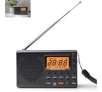 GOMETY Radio portable AM/FM/SW - Fonctionne sur secteur et piles - Écran LED avec meilleure réception - Haut-parleur intégré - Prise casque - Réveil - Fonction minuterie pour la maison, le camping et