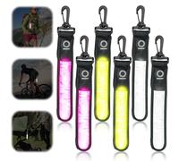 GOMETY Réflecteurs LED: 6 Pièces Lumière De Sécurité pour Enfants, 3 Modes De Lumière Clignotante LED, Visibilité Améliorée pour Le Chemin Scolaire Nocturne (Rose, Jaune Lumineux, Blanc)