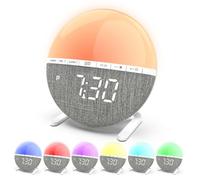 GOMETY Réveil Lumineux Simulateur d’Aube, Lampe de Réveil Lever du Soleil avec Snooze, 7 Sons Naturels, 9 Couleurs LED, 10 Niveaux de Luminosité, Réveil Enfant Adulte Bébé Gros Dormeur Lampe de Chevet