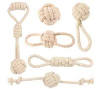 GOMETY Set De Jouets À Mâcher: 6 Pièces Coton Et Lin Naturels, Robuste Et Durable, pour Chiens Petits À Moyens, Amusement Intérieur Et Extérieur (Beige Lin)