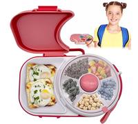 GOMETY Spinner à collation avec boîte, boîte à goûter multifonctionnelle, rotative, pour enfants, avec couvercle, 5 compartiments, boîte à collation ronde, sans BPA, pour fête en plein air, famille,