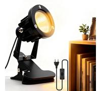 GOMETY Spot LED 7 W avec clip, blanc chaud 3000 K, avec câble de 1,8 m et interrupteur, éclairage de jardin, IP65, étanche pour l'intérieur et l'extérieur, 1 pièce