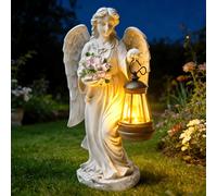 GOMETY Statue du Jardin des Anges, Statue De Jardin d'ange Solaire, Sculpture d'ange Féérique avec Solaire LED, LumièRe Solaire D'anges Priant pour Pelouse, Cour, Cimetière, Pendaison de Crémaillère
