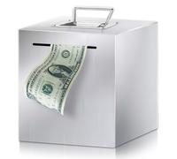 GOMETY Tirelire: Caisse D’économie en Acier Inoxydable, Grande Capacité Sûre Et Réutilisable pour Enfants Et Adultes (15x15cm Argenté)