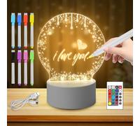 GOMETY Veilleuse LED en acrylique, lampe LED créative DIY avec télécommande et stylo effaçable, veilleuse personnalisée pour bébé, lampe de chevet LED pour enfants, cadeau de fête des enfants,