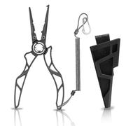 GOMEXUS 7 inch Pince de pêche et revêtement en Titane, Pince de Pêche résistant à l'eau salée, Ciseaux Multifonctions Coupe-Ligne, extracteur de Crochet, avec Lame en carbure