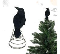 Gomice Figurine de Corbeau | Corbeaux Réalistes pour Halloween - Oiseaux Artificiels pour Halloween Topper d'arbre Décoration Extérieure Jardin Piscine Pelouse Chasse Porche