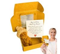 Gomice Petit en Boîte, Nounours en Peluche dans Une Boîte Cadeau, Jouet Animal Fait Main avec Carte d'Encouragement pour Graduation Mère Bébé Naissance Noël Saint-Valentin Attention