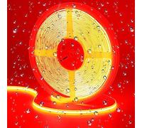 GOMING 24V 10M COB Ruban LED Rouge IP65 étanche Haute Densité 384LED/M Luminescence Uniforme Sans Tache Haute Luminosité Flexible Découpable Bande LED pour Maison Chambre Décorer(Sans Alimentation)