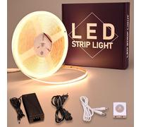 GOMING 24V 10M Détecteur de Mouvement COB Ruban à LED Blanc Chaud 3000K CRI 93+ IP20 Non étanche Bande Lumineuse LED avec 72W Adaptateur Secteur pour Armoires de Cuisine Escalier Vitrine Chambre Lit