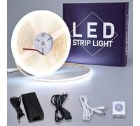 GOMING 24V 10M Détecteur de Mouvement COB Ruban à LED Blanc Froid 6000K CRI 93+ IP20 Non étanche Bande Lumineuse LED avec 72W Adaptateur Secteur pour Armoires Cuisine Escalier Vitrine Chambre Lit