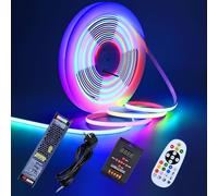 GOMING 24V 10M WS2811 RGB Neon COB Ruban LED Adressable IP67 étanche avec Contrôleur et 24V 200W Alimentation 576 LEDs/M 16W/M Lueur Uniforme Flexible Bande LED Autocollante pour Accueil Décorer