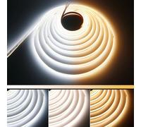 GOMING 24V 5M CCT Blanc Tunable Ruban LED COB 2700-6500K 624LED/M CRI 93+ Flexible Haute Luminosité IP20 Non étanche LED Bande pour Décoration de La Maison(Alimentation et CCT Contrôleur Non Inclus)