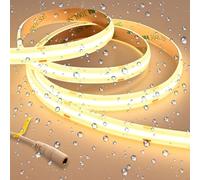 GOMING 24V Super Lumineux COB Ruban LED Blanc Chaud 3000K 5M 2050LM/M 14.5W/M IP65 étanche Haute Densité 480LED/M CRI 93+ Flexible Découpable Bande LED pour Maison Décorer(Sans Alimentation)