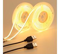 GOMING 5V 5mm Largeur COB USB Ruban LED Blanc Chaud 3000K 4M(2M X 2Pièces)