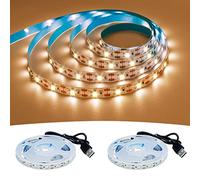 GOMING DC 5V USB Ruban LED Blanc Chaud 3000K Alimenté par USB 4M(2M x 2Pièces) 240 LEDs Haute Luminosité Flexible SMD2835 IP20 Non étanche LED Bande pour Eclairage Décoratif DIY(Bande Uniquement)