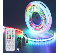 GOMING DC 5V WS2812B COB Ruban LED 2M 320 Pixel Alimenté par USB avec Contrôleurs Individuellement Adressable RGB Couleur Rêve Flexible IP20 Non-étanche PCB Blanc Bande LED pour DIY Décorer
