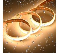 GOMING Diffus 24V 10M COB Ruban à LED Blanc Chaud 3000K Silicone Blanc Laiteux IP65 étanche 312LED/M 11W/M CRI 93+ Haute Luminosité 6300lm Flexible Bande LED pour Maison Décorer(Sans Alimentation)