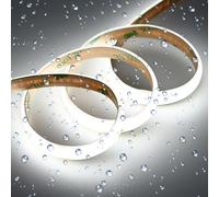 GOMING Diffus 24V 10M COB Ruban à LED Blanc Froid 6000K Silicone Blanc Laiteux IP65 étanche 312LED/M 11W/M CRI 93+ Haute Luminosité 6300lm Flexible Bande LED pour Maison Décorer(Sans Alimentation)