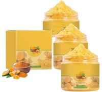 Gommage corporel au curcuma, exfoliant naturel, élimine les impuretés et l'excès de sébum, unifie le teint et procure une peau lisse et éclatante.