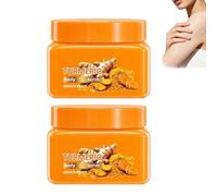Gommage corporel au curcuma, gommage exfoliant au sucre pour une peau plus lisse, gomm/age corporel exfoliant et blanchissant au curcuma, gomm/age corp/orel hydratant naturel au beurre. (2PCS)