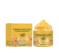 Gommage corporel au curcuma, un gommage exfoliant hydratant naturel qui nettoie en profondeur, hydrate et unifie le teint.