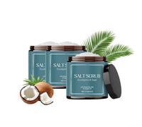 Gommage corporel au sel de mer, exfoliant et hydratant à l'huile de noix de coco, adoucissant et nourrissant les peaux mortes, lisse et éclaircissant la peau éclatante, exfoliant nettoyant (3pcs)