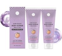 Gommage corporel parfumé à la pêche, exfoliant doux et régénérant, hydratant et nettoyant en profondeur pour une peau lisse et douce.