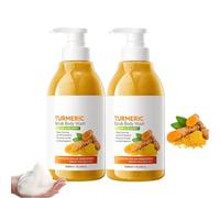 Gommage Corps Exfoliant au Curcuma et Niacinamide,Gel Douche Gommage Eclaircissant Corps Exfoliant Femme,Exfolie, Adoucit,Lisse-Élimine,Convient aux Peaux Sensibles-Parfum Curcuma 520ml (2pc)