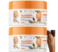 Gommage exfoliant à l'orange pour le visage et le corps, gommage doux enrichi en vitamine C, nettoie et hydrate en profondeur, peau plus lisse et douce, crème exfoliante pour corps à l'orange. (2PCS)
