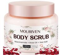 Gommage exfoliant pour le visage et le corps à 5 % de niacinamide pour femme - Gommage à la rose avec niacinamide, huile de rose et sel de phoque - Hydratant et lisse la peau, convient aux peaux