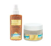Gommage pour le corps et huile sèche scintillante au Monoï Alphanova Organic Sun