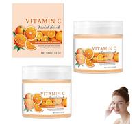 Gommage visage à la vitamine C, exfoliant visage éclaircissant à la vitamine C pour peaux sèches et grasses, atténue les points noirs, uniformise le teint, nettoie en profondeur et hydrate (2pcs)