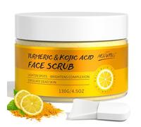 Gommage Visage à L'Acide Kojique, Gommage Visage au Curcuma, Exfoliant à la Vitamine C, AméLiore les Points Noirs et L'Acné, Convient aux Hommes et Aux Femmes, Cadeau FêTe des MèRes, 130g