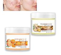 Gommage visage exfoliant éclaircissant à la vitamine C et au curcuma, nettoyant et hydratant en profondeur, atténue les points noirs et sublime le teint, pour tous types de peau. (1pcs combo1)