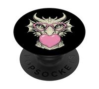Gomme à Bulles en Forme de cœur Rose avec Dragon Mignon PopSockets PopGrip Adhésif