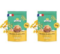 Gomme arabique bio en poudre, Poudre de fibre alimentaire du gomme d'acacia bio 1Kg, Végétalien et Keto, Sans Gluten, 90% de fibres (Lot de 2)