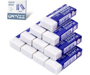 Gomme Classique Blanche Plastique Caoutchouc Gommes pour Usage Général L'école Bureaux Croquis Peintures Beaux-Arts Doux 2B 10 Pièces