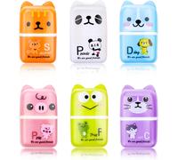 Gomme De Dessin Animé Mignon,6 Pcs Gommes À Crayons En Forme D'animal De Dessin Animé En Caoutchouc Pour Enfants Avec Étui À Rouleau De Rasage Pour Les Fêtes D'enfants